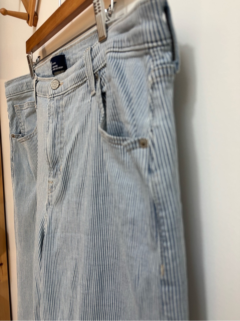 Gap Denim High Rise Wide Leg Crop Striped Jeans Women Size 18 34 Regular Preppy - Picture 4 of 11